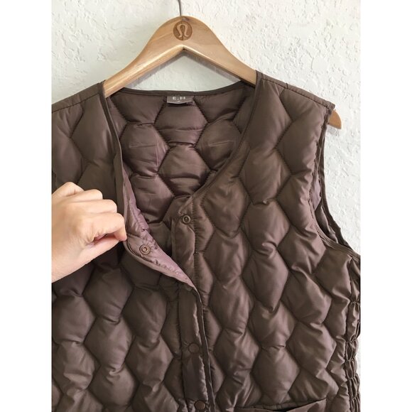 Korean Fashion Puffer Vest New Womens Medium Polyester Filled Quilted Brown - Picture 2 of 11